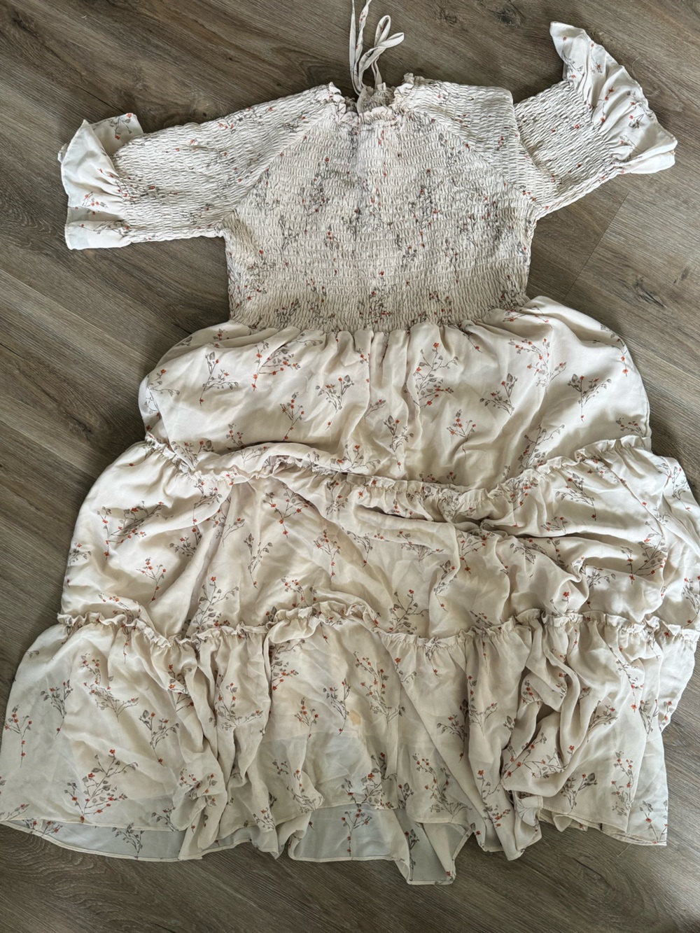 JessaKae women’s XXL Cream Floral Ruffle Dress